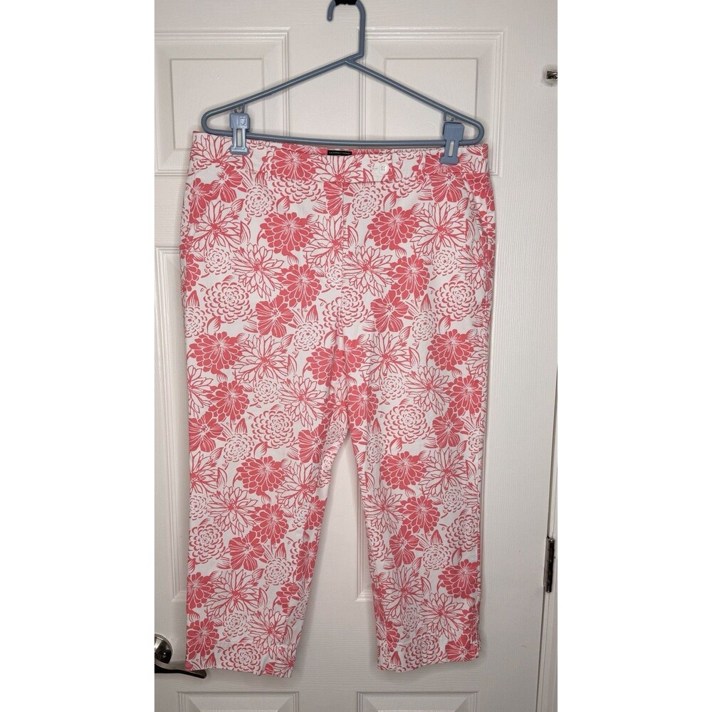 Talbots The Perfect Skimmer Pink White Flower Capri Shorts Women’s Large Sz 12